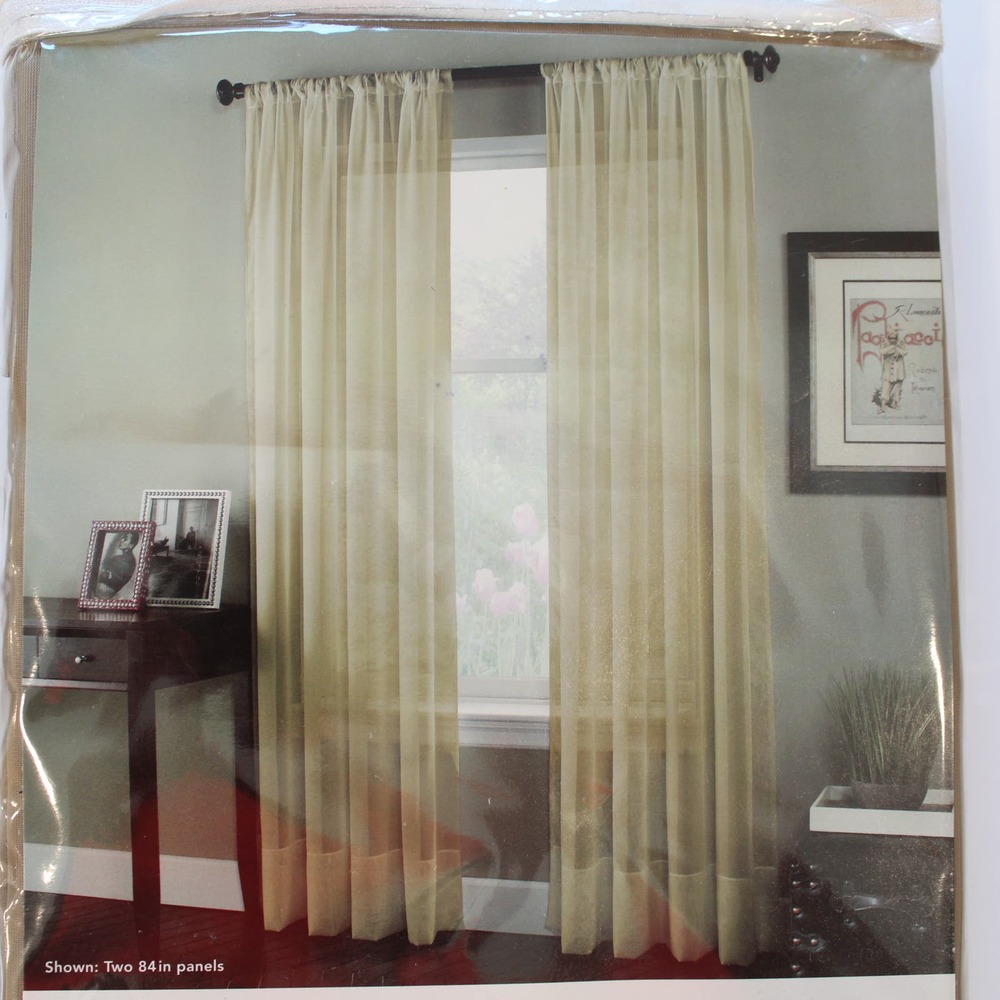 Curtainworks Soho Voile 59 x 108 Pole Top Panel Pair "Antique" 8040-8